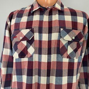 Tankfarm Mens Long Sleeve Zipper Front Plaid Snap